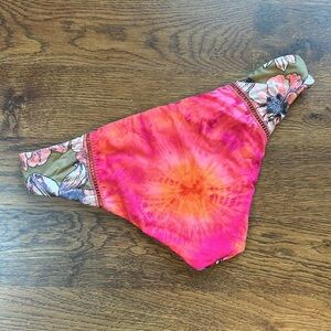 Maaji Reversible Bikini Bottom, floral tie-dye embroidered, medium or large